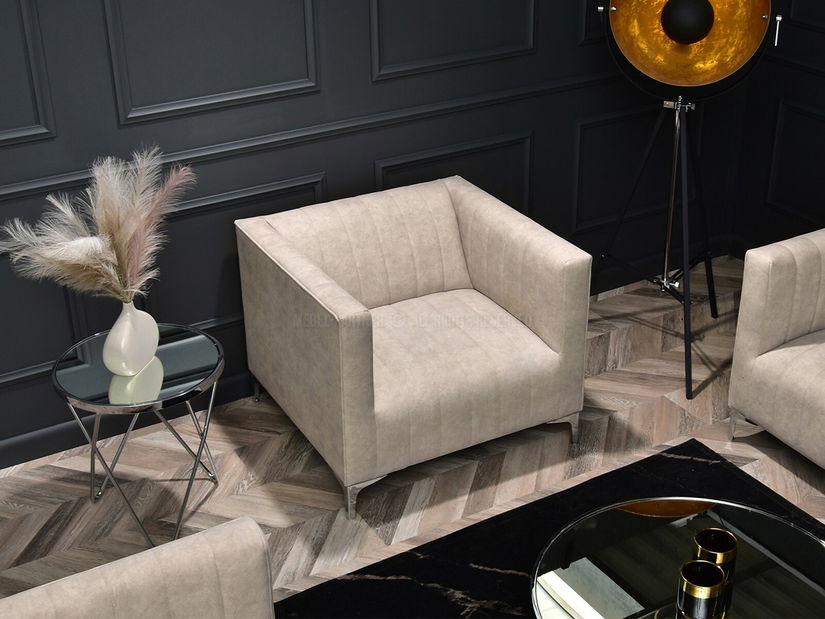 Relaxační křeslo Rotundas (písková + chrom)