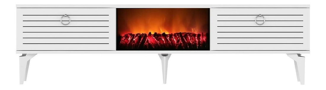 TV stolek/skříňka s krbem Sulotu 2 (bílá)