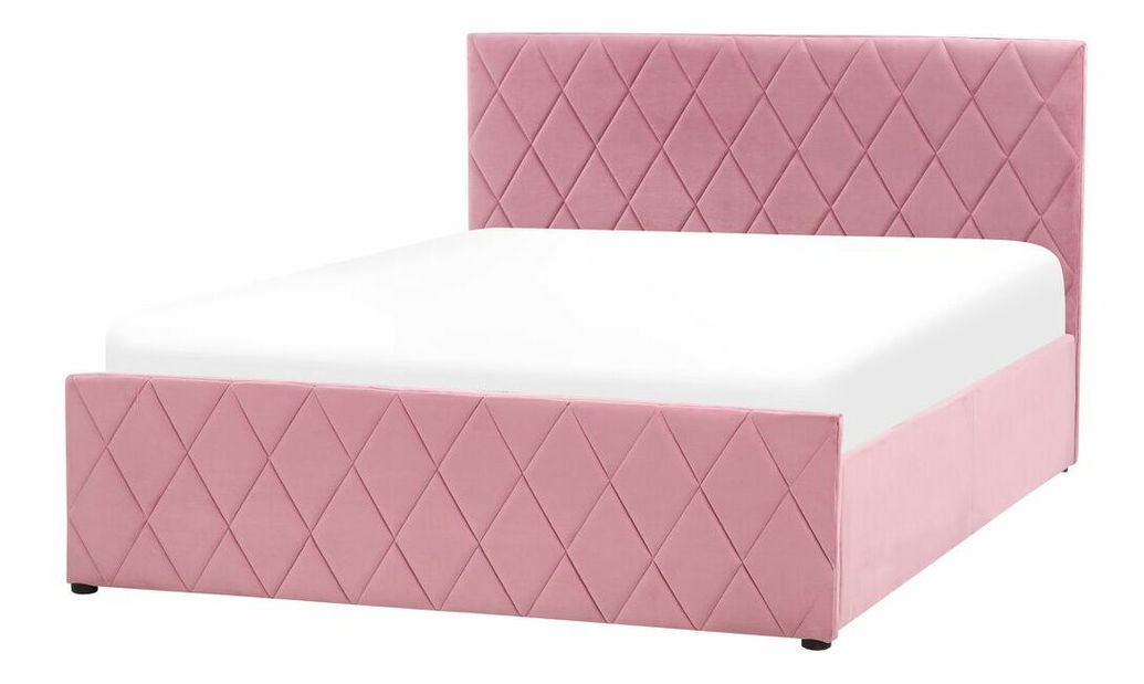 Manželská postel 140 cm Rhett (růžová) (s roštem a úložným prostorem)
