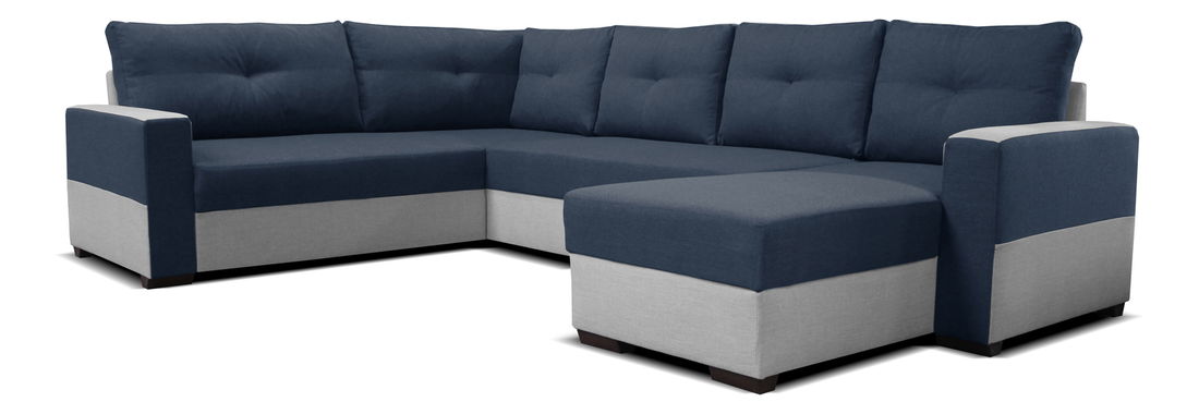 Rohová sedací souprava U Arenna BL+2+L (s taburetem) (modrá + šedá) (P)