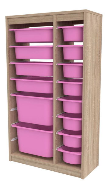 Organizér na hračky Dremonka 6 (dub sonoma + růžová)