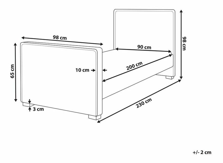 Jednolůžková postel 200 x 90 cm Tully (růžová) (s roštem)