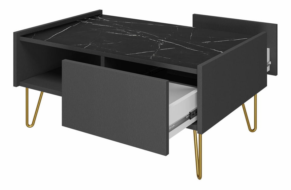 Konferenční stolek Amaryllis AL97 (černý grafit + černý královský mramor) *bazar