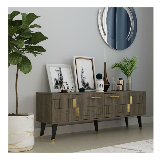 TV stolek/skříňka Lotoka 2 (ořech + zlatá)