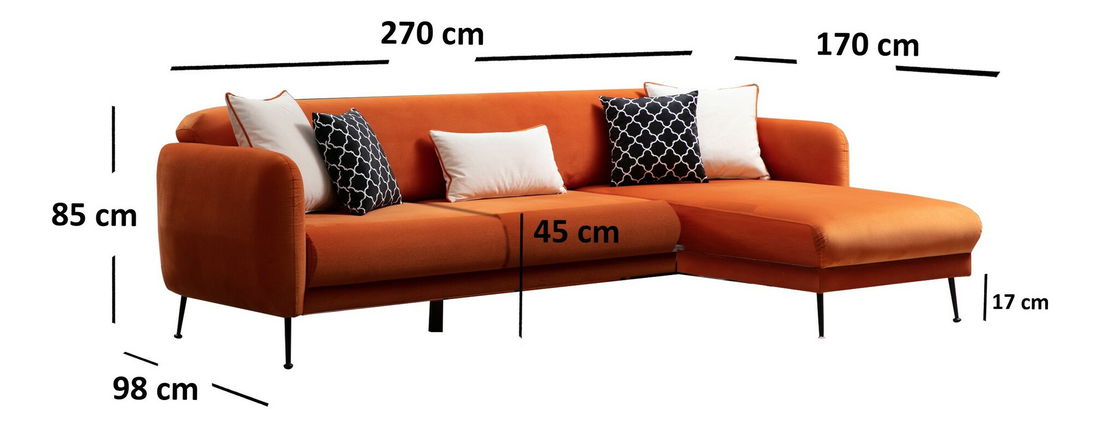 Rohová sedací souprava Samantha (P) (Oranžová)