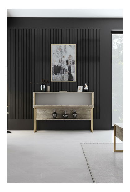 Sestava nábytku do obývacího pokoje Luna 1 (travertin + zlatá)