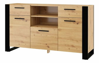 Komoda Nulakka C (dub artisan + matná černá)