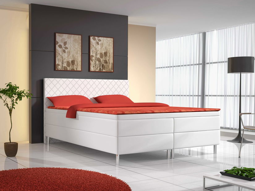 Manželská postel Boxspring 140 cm Mariana (bílá) (s matracemi)