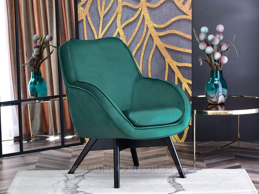 Designové křeslo Merch (zelená + ořech)