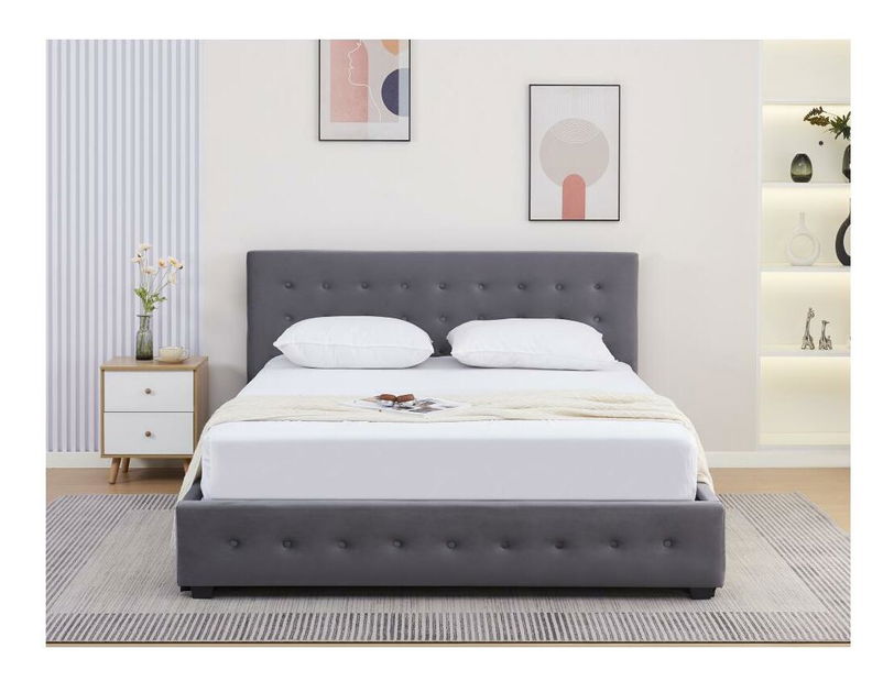 Manželská postel 160 cm Marcaje (šedá) (s roštem) (s úl. prostorem)