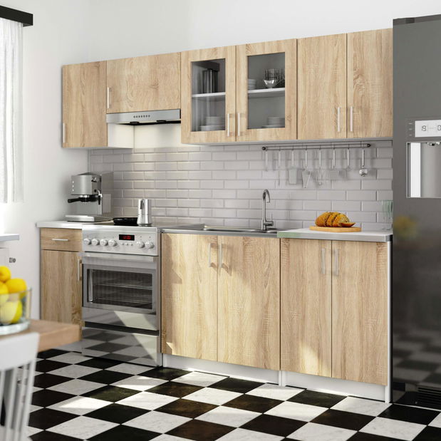 Kuchyňská sestava 240 cm Lula TYP2 B (bílá + dub sonoma)