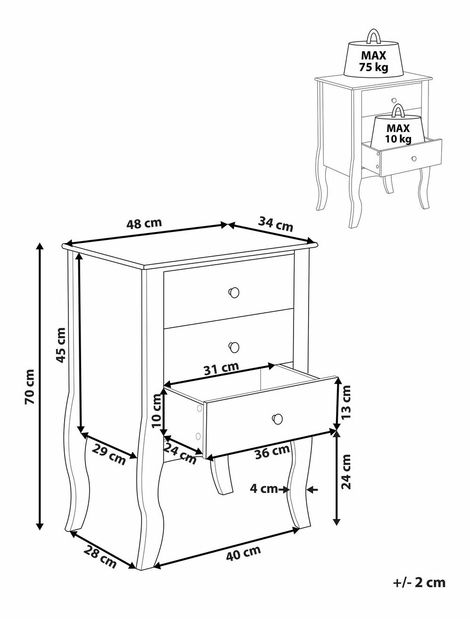 Noční stolek Lanza 2 (bílá)