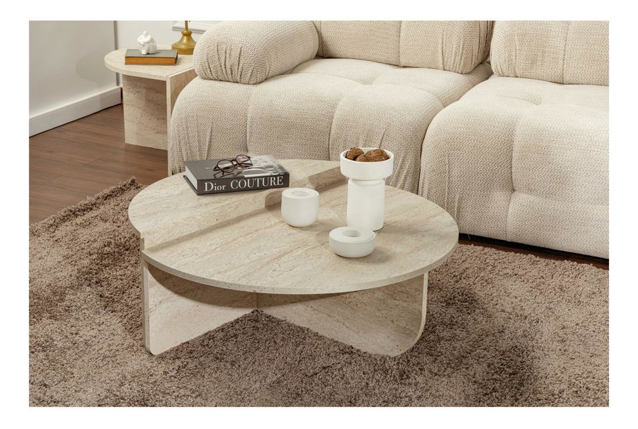 Konferenční stolek Oronerro 1 (travertin + mramor)