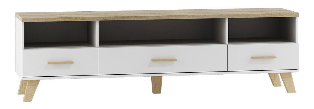 TV skříňka Sanna 180 3S3K RTV (briliantově bílá matná + dub sonoma) *bazar