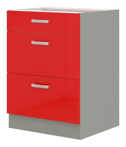Dolní kuchyňská skříňka Roslyn 60 D 3S BB (červená + šedá)