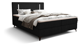 Manželská postel 200 cm Ortega Bonell (černá) (s roštem, s úl. prostorem) (s LED osvětlením)