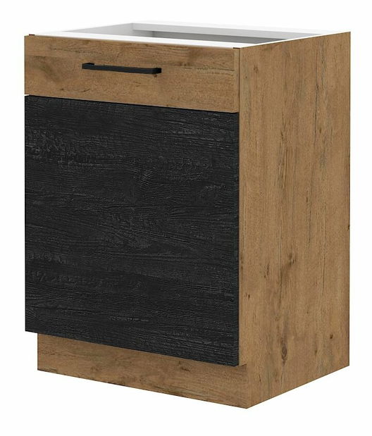 Dolní kuchyňská skříňka Virion 60 D 1F BB (dub lancelot + tmavé dřevo)