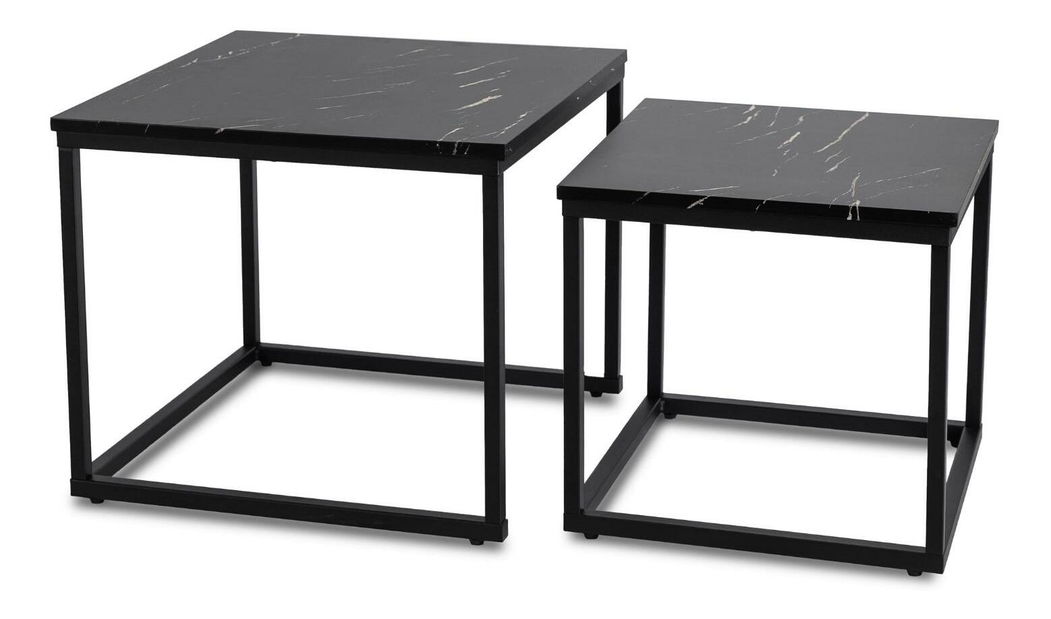 Set 2 konferenčních stolků Jospin (mramor černý)