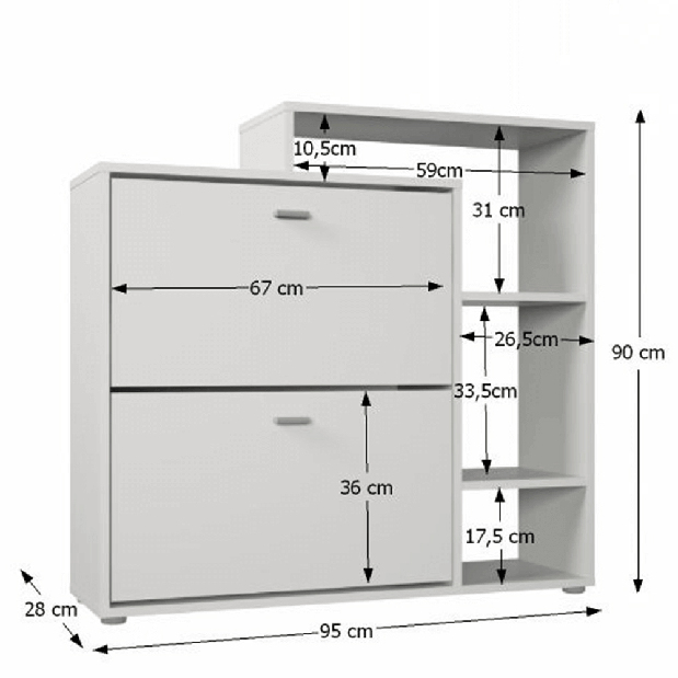 Botník (skříňka na boty) Mahai (bílá)