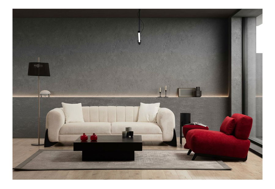 Pohovka trojsedačka Sandraello (bílá + černá)