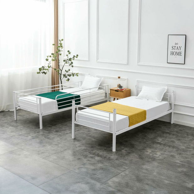 Dětská patrová postel 90 cm Riverside (bílá) (s roštem)