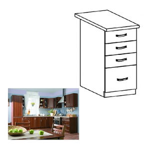 Dolní kuchyňská skříňka D40S4 Sillina (ořech milano)