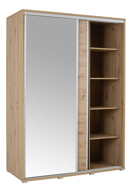 Šatní skříň s posuvnými dveřmi Peldon 155 (dub artisan) (se zrcadlem)
