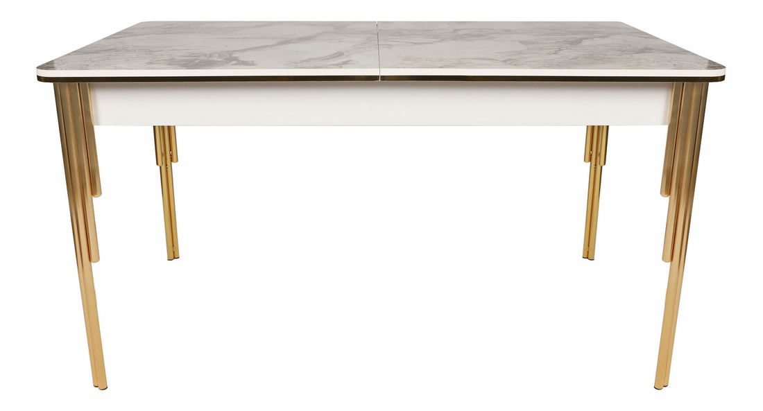 Rozkládací jídelní stůl (pro 6 osob) Diana (Zlatá + Bílá) *bazar