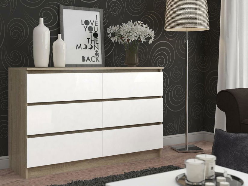 Komoda Kapil (dub sonoma + bílá)