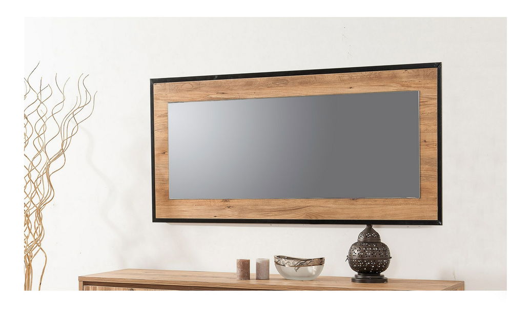 Zrcadlo Quanto (Borovice atlantic + Černá)