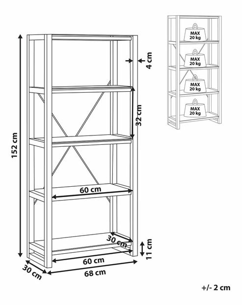 Regál JANAS (světlé dřevo + bílá)