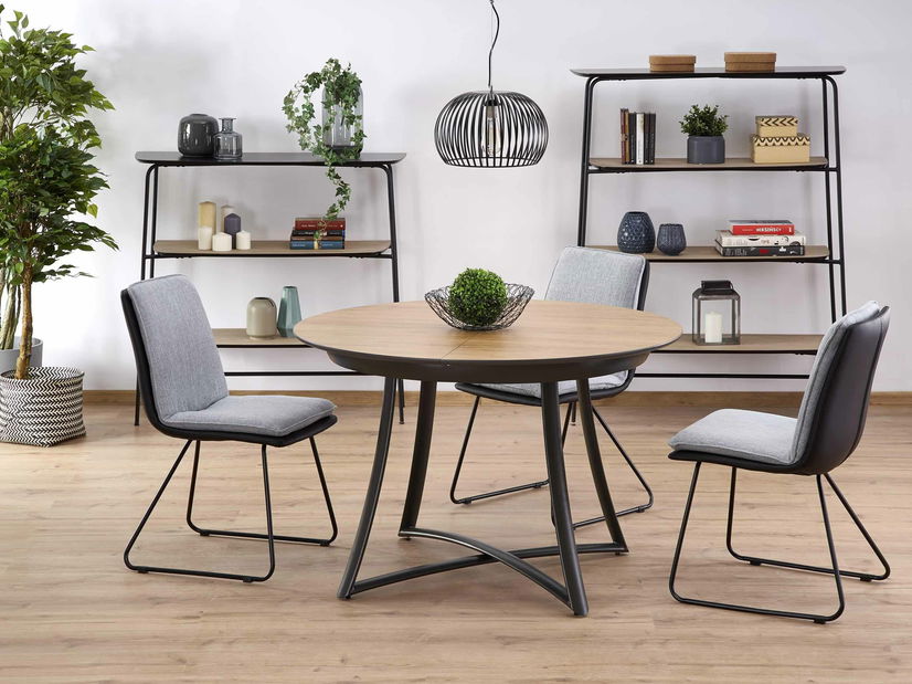 Rozkládací jídelní stůl 118-140 cm Marya (přírodní dřevo + černá) (pro 4 6 osob)