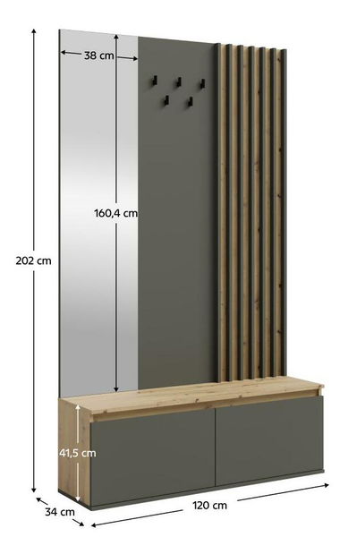 Předsíňová sestava Derros 2 (grafit + dub artisan)