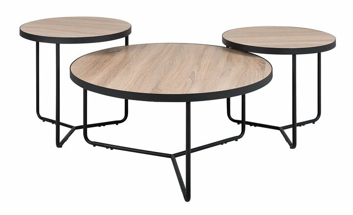 Set 3ks. konferenčních stolků Milaa (světle hnědá) *výprodej