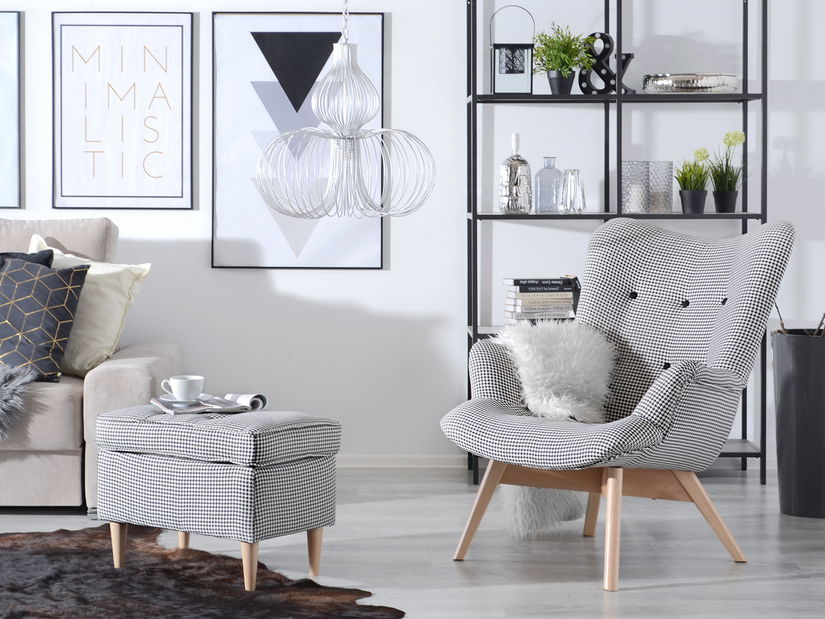 Taburetka Muriera (pudrová růžová + ořech)