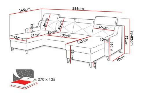 Rohová sedačka U Orolon U (tmavě šedá) (s úl. prostorem)
