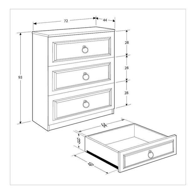 Komoda Nukela 3 (bílá)