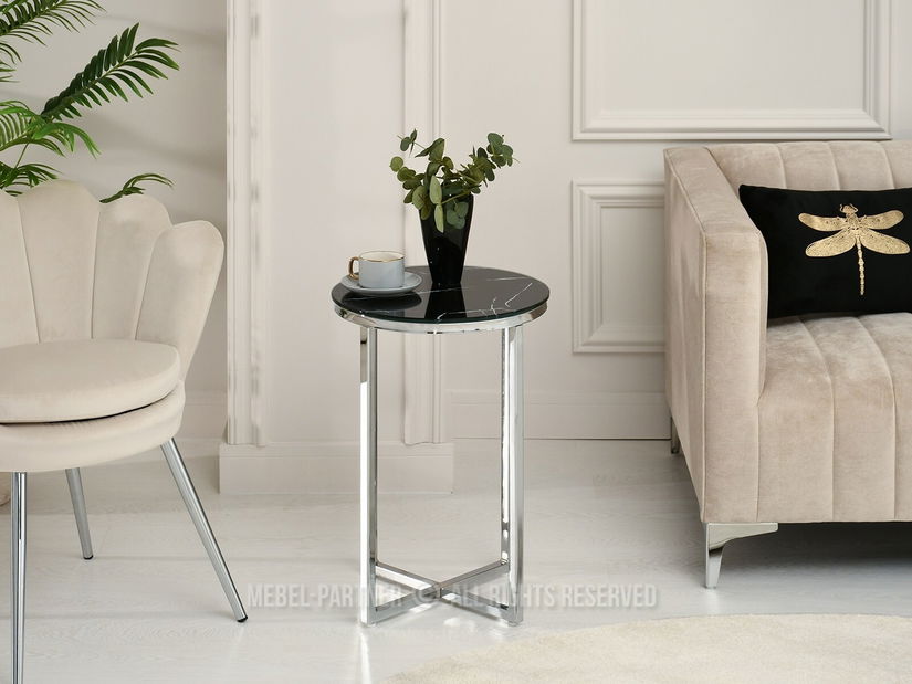 Konferenční stolek Calvis (černý mramor + chromová)