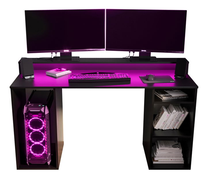 Herní PC stolek Garrick 1 (černý) (s LED RGB osvětlením)