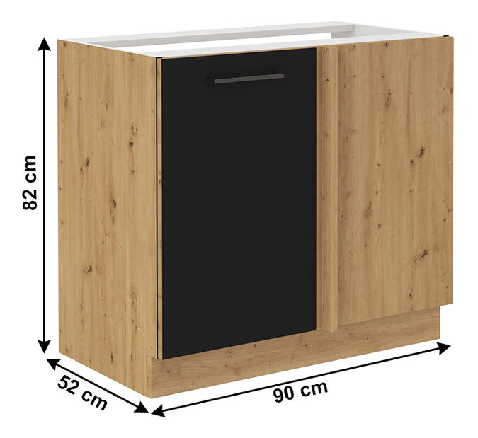Dolní kuchyňská skříňka Meriel 105 ND 1FFBB (černá + dub artisan)