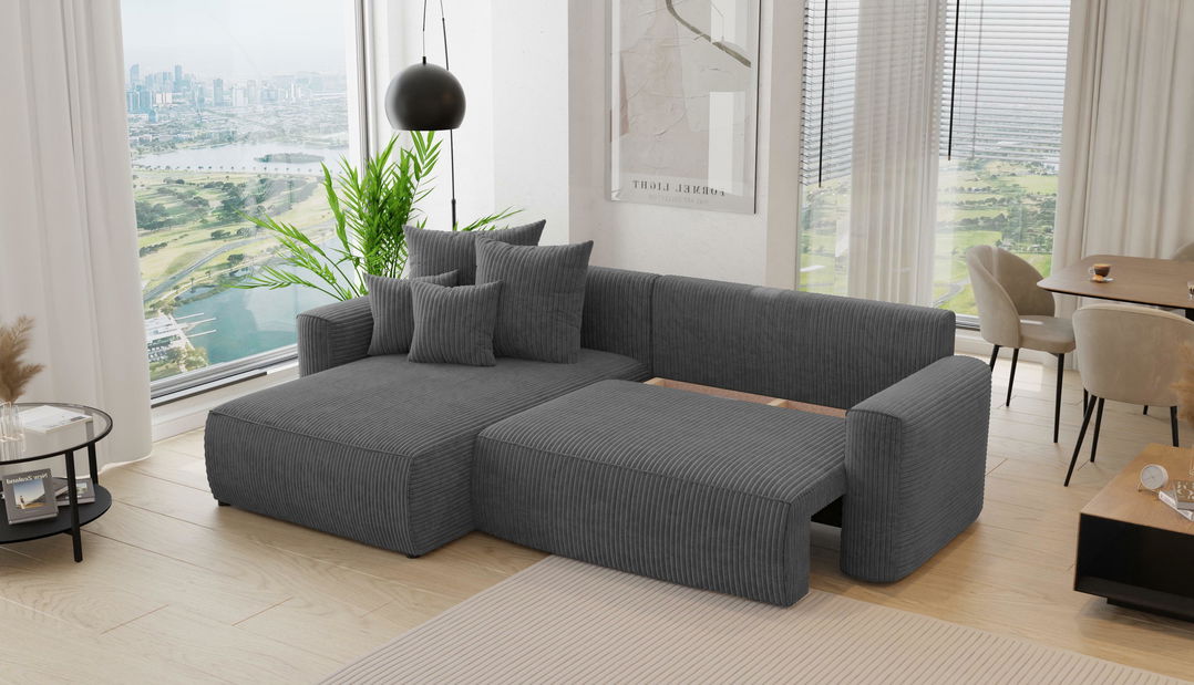 Rohová sedačka Baria (L) (tmavě šedá)