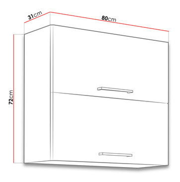 Horní kuchyňská skříňka Bronte 80 GU-72 2F (dub lancelot + bílý lesk)