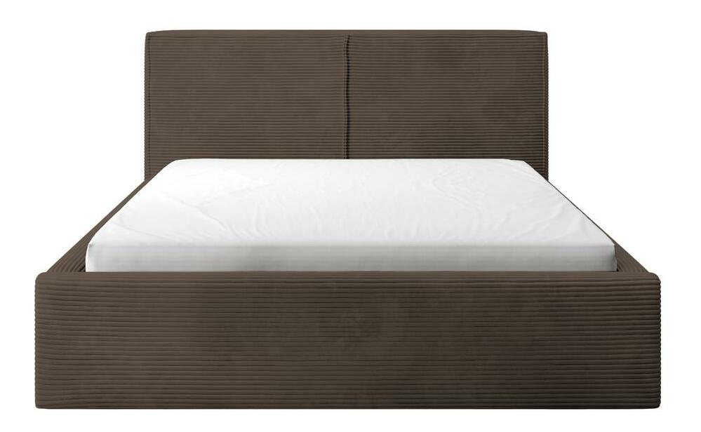 Manželská postel 140 cm Fatime (s roštem) (s úl. prostorem) (tmavě hnědá + černá)