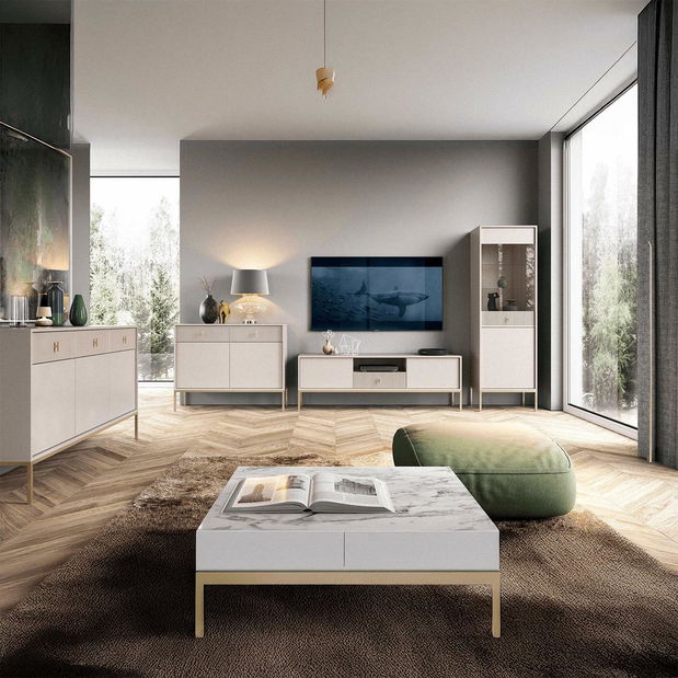 TV skříňka Militaba (kašmír + zlatá)