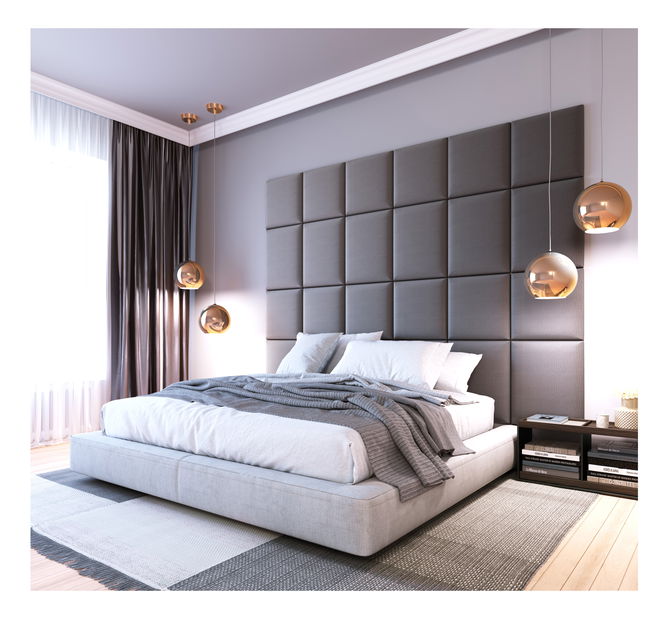 Set 24 čalouněných panelů Quadra 240x180 cm (šedá)