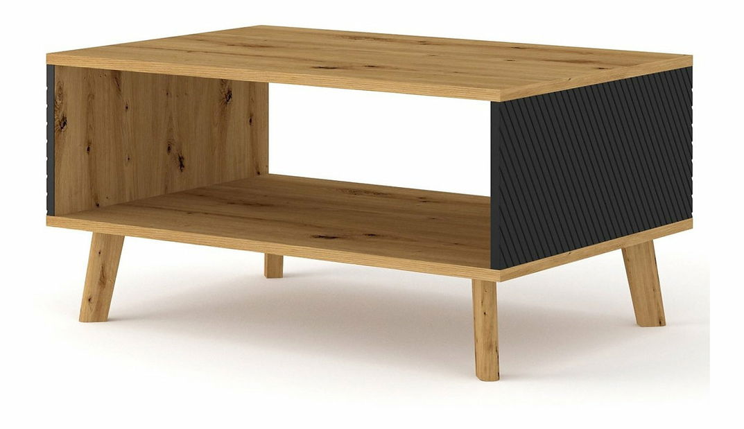 Konferenční stolek Luxina 90 (dub artisan + matná černá)
