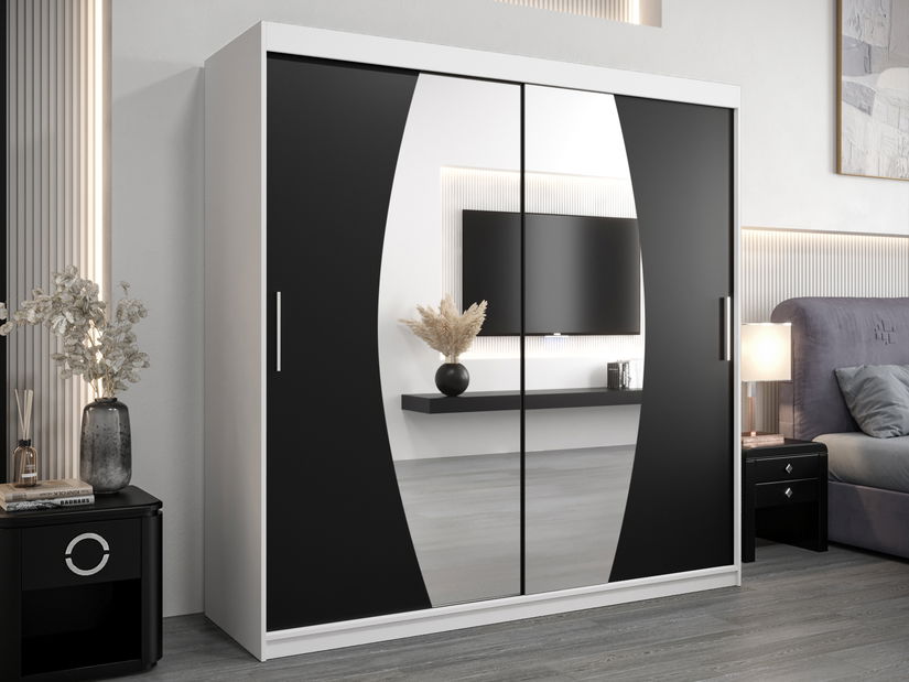 Šatní skříň 200 cm Eclipse (bílá matná + černá matná)