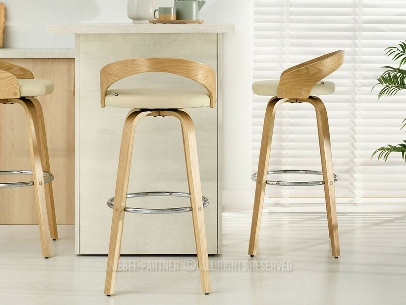 Barová židle CH38 (krémová + dub)