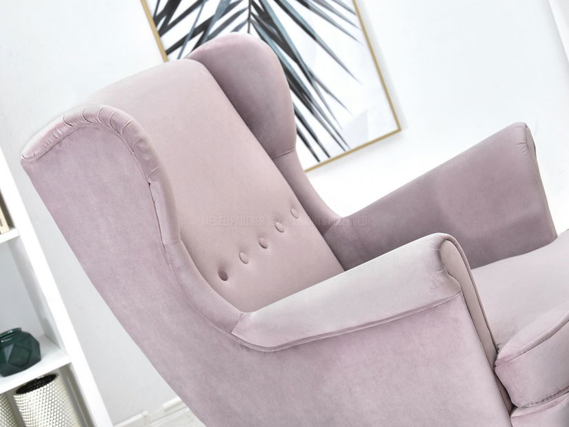 Křeslo ušák Margis (světlofialová + ořech)