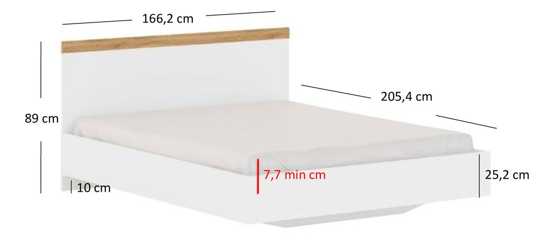 Manželská postel 160 cm Vina (bílá + dub wotan) (bez roštu a matrace)